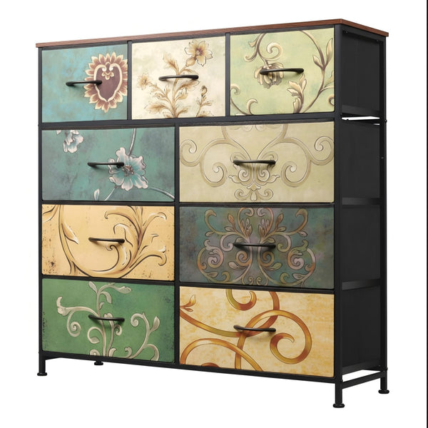 CONCETTA 9-Drawer Fabric Dresser, TV Cabinet Sideboard, Storage Organizer Cabinet for Living Room, Bedroom, Office