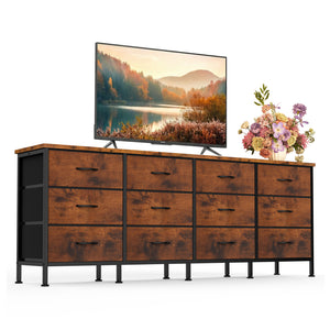 CONCETTA Storage TV Dresser, Metal Frames Resist Deformation, Adjustable Feet Prevent Tipping, Supports TV up to 55-80 inch, Suitable for Living Room