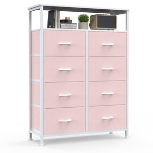 CONCETTA 8-Drawer Fabric Dresser with Open Shelf, Tall Storage Organizer for Bedroom Closet, Living Room, Hallway