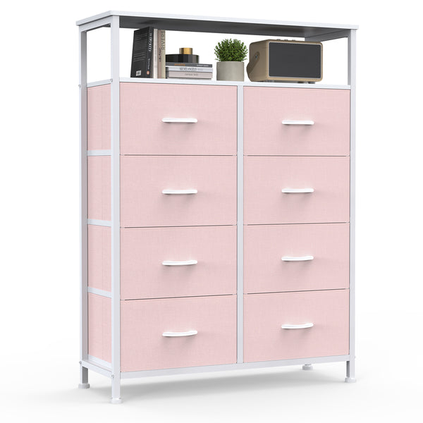 CONCETTA 8-Drawer Fabric Dresser with Open Shelf, Tall Storage Organizer for Bedroom Closet, Living Room, Hallway