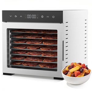 CONCETTA Food Dehydrator Machine, 8 Stainless Steel Trays, Large 8.2 ft² Drying Space, 500W Power for Jerky, Meat, Fruit, Dog Treats, Herbs, Quiet Operation, Digital Timer & Temp Control