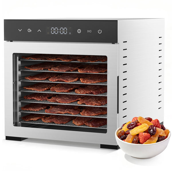 CONCETTA Food Dehydrator Machine, 8 Stainless Steel Trays, Large 8.2 ft² Drying Space, 500W Power for Jerky, Meat, Fruit, Dog Treats, Herbs, Quiet Operation, Digital Timer & Temp Control