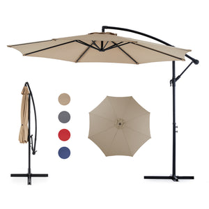 CONCETTA 10ft Offset Outdoor Patio Umbrella with Easy Tilt & Crank, Adjustable Polyester Shade for Garden, Backyard, Poolside