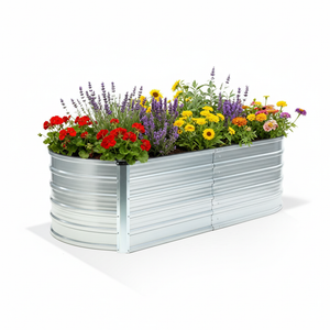 CONCETTA Galvanized Raised Garden Bed Kit with Safe Rubber Edging, Oval Metal Planter Box for Vegetables, Flowers, Herbs for Outdoor Gardening