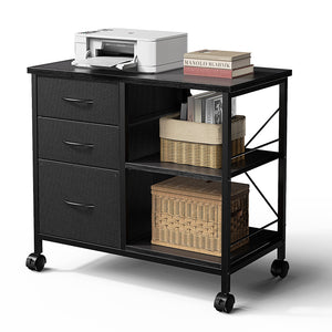 CONCETTA 3-Drawer Rolling File Cabinet with Open Shelf, Fabric Filing Storage for Home Office