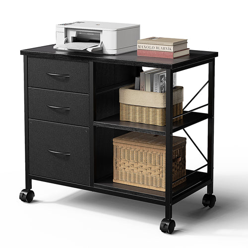 CONCETTA 3-Drawer Rolling File Cabinet with Open Shelf, Fabric Filing Storage for Home Office