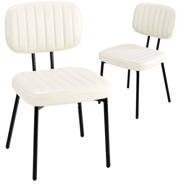 CONCETTA Dining Chairs Set of 2, Modern Kitchen Dining Room Accent Chairs with Faux Leather Cushion Seat & Metal Legs for Kitchen, Living Room