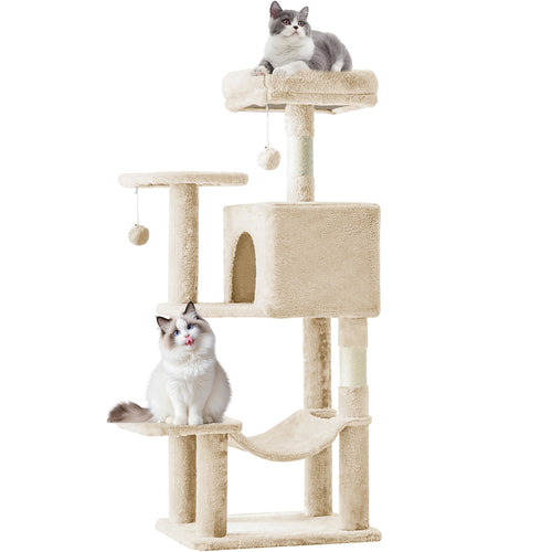 CONCETTA 44in Multi Level Cat Tree Tower,Cat Scratching Posts with Large Top Perch and Hammock