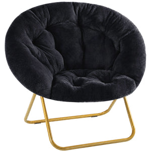CONCETTA Folding Saucer Chair, Round X-Large Faux Fur Comfy for Lounge, Bedroom, Adults
