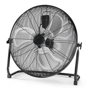 SHOUFTW High Velocity Industrial Floor Fan, 3-Speed Heavy Duty Metal Air Circulator with 120° Tilt Head, Black