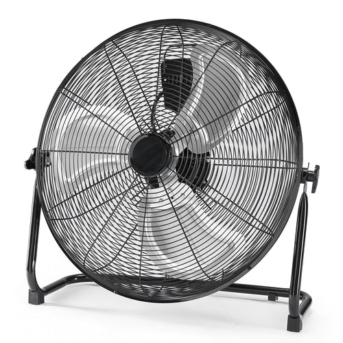SHOUFTW High Velocity Industrial Floor Fan, 3-Speed Heavy Duty Metal Air Circulator with 120° Tilt Head, Black