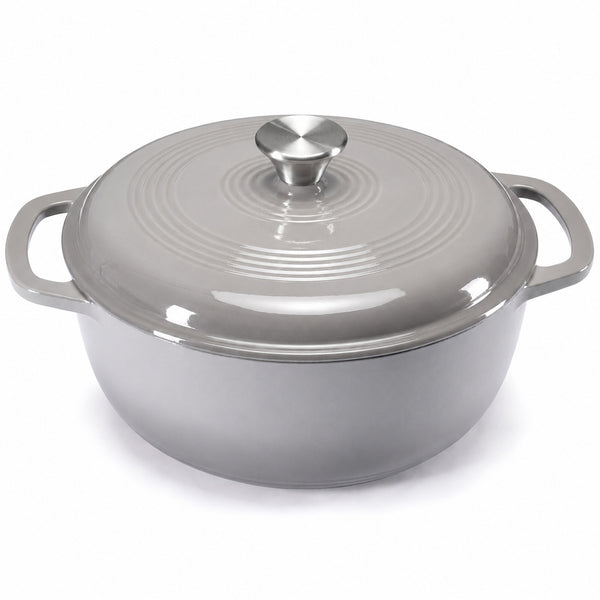 CONCETTA 6 Quart Enamel Cast Iron Dutch Oven with Moisture-Sealing Lid for Bread Baking Braising & Slow Cooking, Dual Handles, Oven Safe