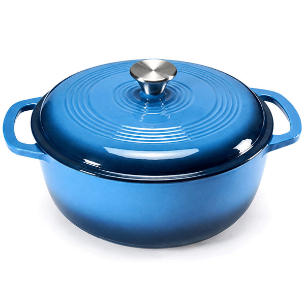 CONCETTA 6 Quart Enamel Cast Iron Dutch Oven with Moisture-Sealing Lid for Bread Baking Braising & Slow Cooking, Dual Handles, Oven Safe