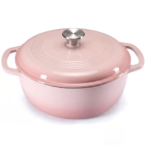 CONCETTA 6 Quart Enamel Cast Iron Dutch Oven with Moisture-Sealing Lid for Bread Baking Braising & Slow Cooking, Dual Handles, Oven Safe