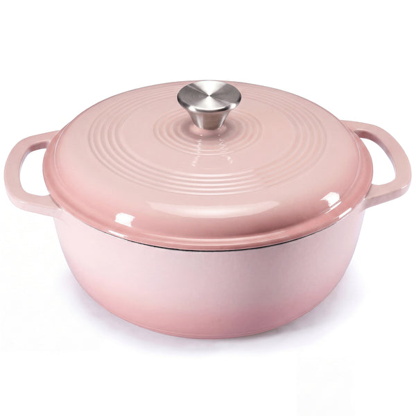 CONCETTA 6 Quart Enamel Cast Iron Dutch Oven with Moisture-Sealing Lid for Bread Baking Braising & Slow Cooking, Dual Handles, Oven Safe