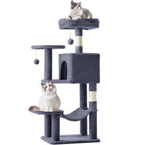 CONCETTA 44in Multi Level Cat Tree Tower,Cat Scratching Posts with Large Top Perch and Hammock