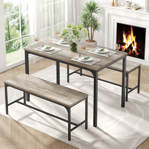 CONCETTA 3-Piece Dining Table Set with 1 Table,2 benches,Space-Saving Small Dining Set for 2–4 People for Apartment, Daily Meals & Bistro