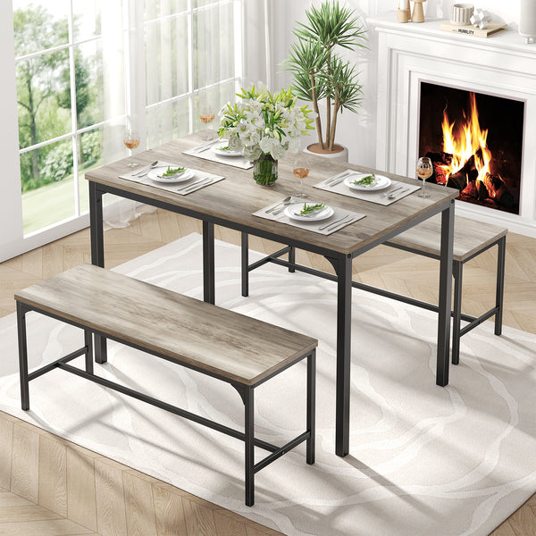 CONCETTA 3-Piece Dining Table Set with 1 Table,2 benches,Space-Saving Small Dining Set for 2–4 People for Apartment, Daily Meals & Bistro