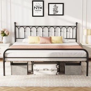 CONCETTA Metal Platform Bed Frame with Rounded Base & Protective Footpads, Underbed Storage, No Box Spring Needed for Bedroom