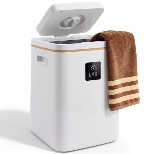 SHOUFTW 23L Freestanding Heated Towel Warmer for Bathroom, Luxury Towel Warmer with Stainless Steel Interior, 20/40/60 Min Timer, Auto Shut-Off for Towels, Robes & Blankets