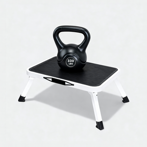 Foldable car wash stool with carrying handle and non-slip platform, single-step rubber foot ladder, supports up to 330 lbs, sturdy metal folding stool, suitable for RVs, trucks, home kitchen