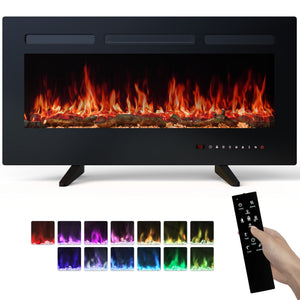 SHOUFTW Electric Fireplace Heater, 5000BTU Recessed Fireplace Insert, Wall‑Mounted & Freestanding for Indoor Living Room Bedroom Office Decor