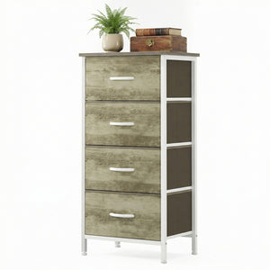 CONCETTA 4 Drawer Dresser, Wide Chest Drawers Nightstand Storage Tower Storage Fabric Dresser With Wood Top for Living Room, Bedroom, Closet
