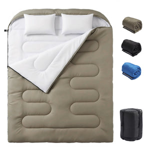 CONCETTA Lightweight Double Sleeping Bag for Adults in Cold & Warm Weaher, Waterproof & Machine Washable for Camping/Backpacking/Hiking