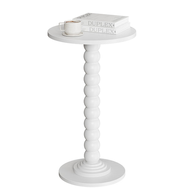 CONCETTA Modern Round Side Table, Accent End Table with Solid Wood Spindle, Small Drink Table for Living Room, Bedroom, Couch, Office