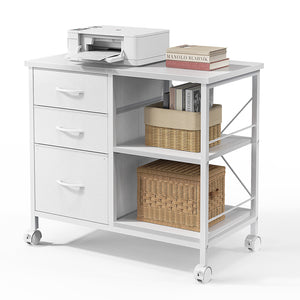 CONCETTA 3-Drawer Rolling File Cabinet with Open Shelf, Fabric Filing Storage for Home Office