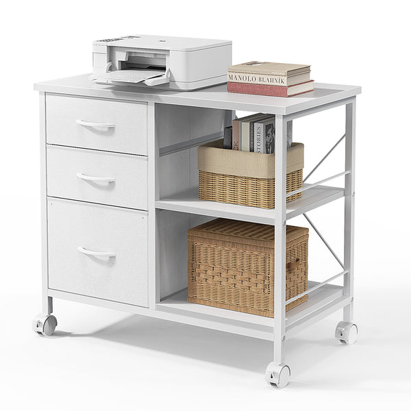 CONCETTA 3-Drawer Rolling File Cabinet with Open Shelf, Fabric Filing Storage for Home Office