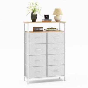 CONCETTA 8-Drawer Fabric Dresser with Open Shelf, Tall Storage Organizer for Bedroom Closet, Living Room, Hallway