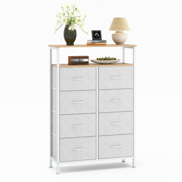 CONCETTA 8-Drawer Fabric Dresser with Open Shelf, Tall Storage Organizer for Bedroom Closet, Living Room, Hallway