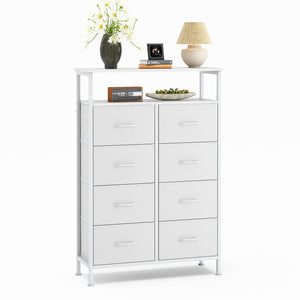 CONCETTA 8-Drawer Fabric Dresser with Open Shelf, Tall Storage Organizer for Bedroom Closet, Living Room, Hallway
