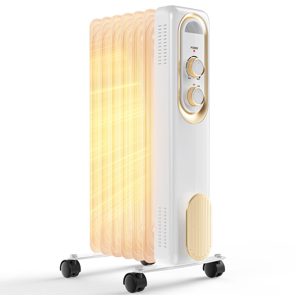 1500W Oil Filled Radiator Heater, Portable Electric Space Heater with Thermostat, Quiet & Safe