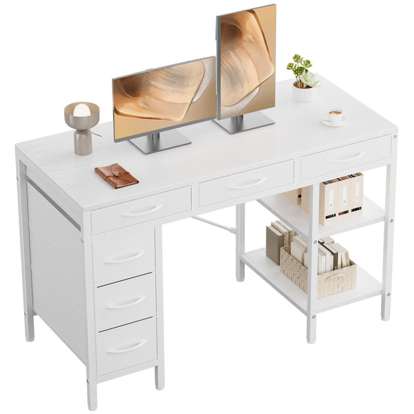 CONCETTA Computer Desk with 6 Drawers and 2 Open Shelves, Modern Home Office Desk