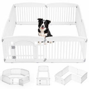 CONCETTA Portable Dog Playpen for Indoor, Plastic Lightweight Indoor Puppy Pen with Door, Customizable
