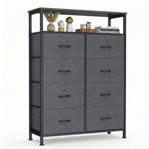 CONCETTA 8-Drawer Fabric Dresser with Open Shelf, Tall Storage Organizer for Bedroom Closet, Living Room, Hallway