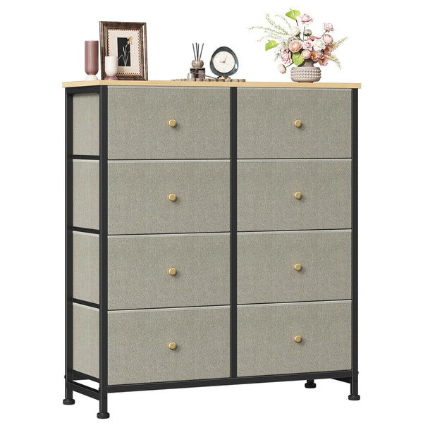 CONCETTA 8-Drawer Fabric Dresser, Storage Organizer Cabinet for Living Room, Bedroom, Office