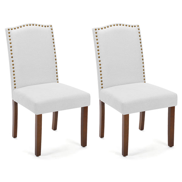 CONCETTA Set of 6 Living Room, Upholstered Leather Dining, Parsons Nailhead Trim and Wood Legs