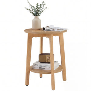 CONCETTA Round 2-Tier Side Tables with Tapered Legs, Small End Tables for Living Room & Bedroom