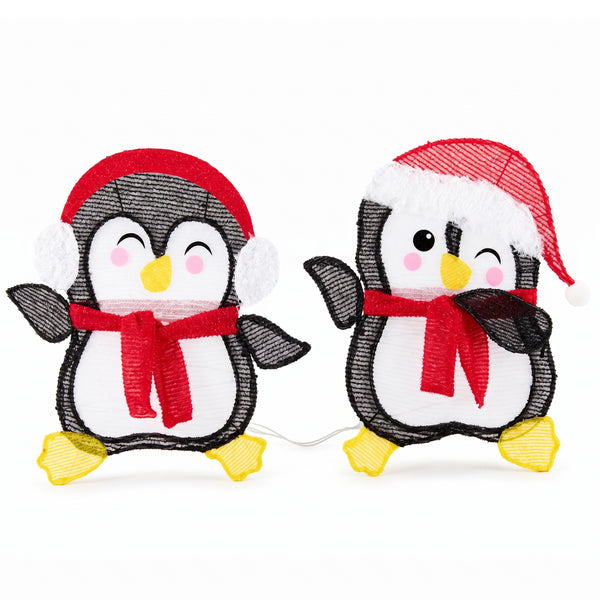 SHOUFTW 2-Piece Pre-Lit Christmas Decorations, Holiday Display Home Decorations 8 Lighting Modes for Indoor Outdoor Yard Garden