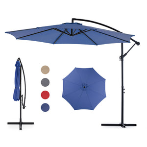 CONCETTA 10ft Offset Outdoor Patio Umbrella with Easy Tilt & Crank, Adjustable Polyester Shade for Garden, Backyard, Poolside