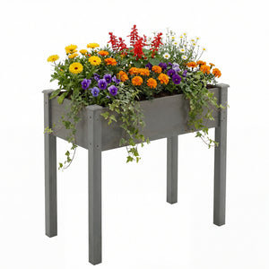 CONCETTA Wooden Raised Garden Bed - Elevated Planter Box with Drainage & Liner for Backyard/Patio/Balcony