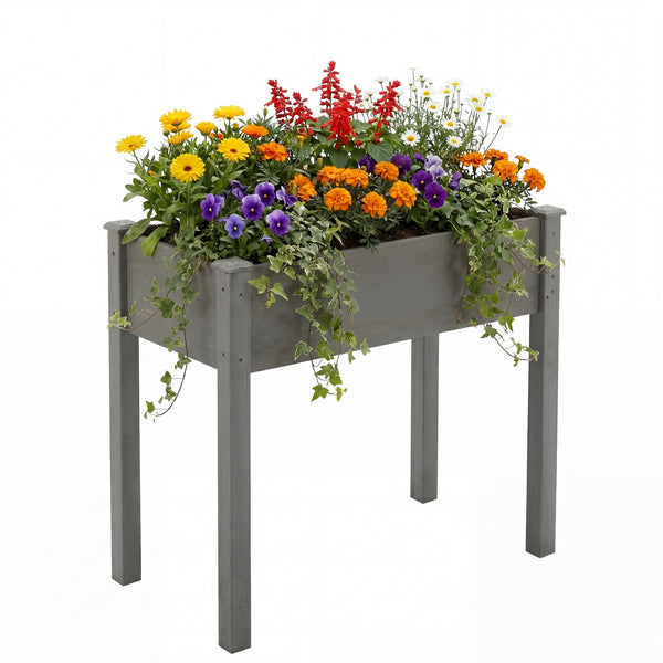 CONCETTA Wooden Raised Garden Bed - Elevated Planter Box with Drainage & Liner for Backyard/Patio/Balcony