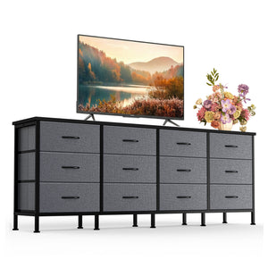 CONCETTA Storage TV Dresser, Metal Frames Resist Deformation, Adjustable Feet Prevent Tipping, Supports TV up to 55-80 inch, Suitable for Living Room