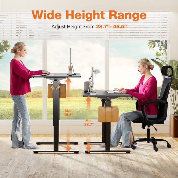CONCETTA Electric Adjustable Height Standing Desk - 63 x 24 inch Desk Workstation