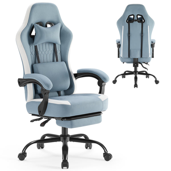 gaming chair, office chair with high backrest and computer chair, is an ergonomic adjustable rotating office chair. Available in black, white, khaki, pink and blue.
