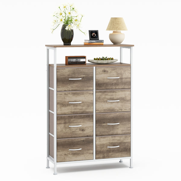 CONCETTA 8-Drawer Fabric Dresser with Open Shelf, Tall Storage Organizer for Bedroom Closet, Living Room, Hallway