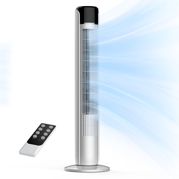 CONCETTA Quiet 36" Tower Fan with Remote, 5 Speeds, 4 Wind Modes, Auto Temp Control, 12H Timer & Wide Oscillation – Ideal for Bedroom or Living Room